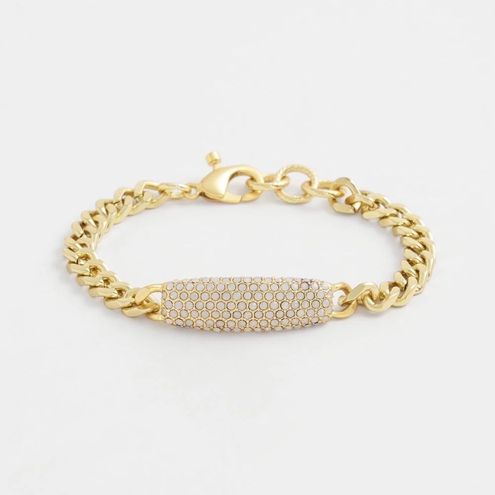 CHICOS Gold Tone Pavé Bar Bracelet